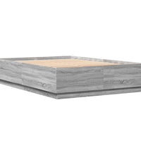 Bettgestell mit LED Grau Sonoma 150x200 cm Holzwerkstoff