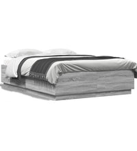 Bettgestell mit LED Grau Sonoma 150x200 cm Holzwerkstoff