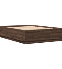 Bettgestell mit LED Braun Eichen-Optik 150x200 cm Holzwerkstoff
