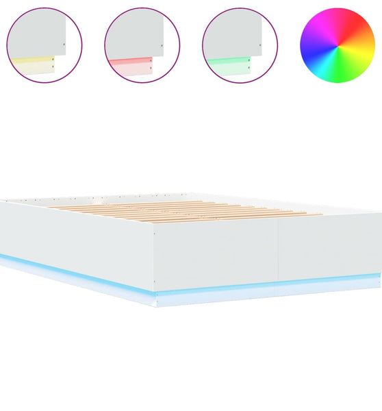 Bettgestell mit LED Weiß 140x200 cm Holzwerkstoff