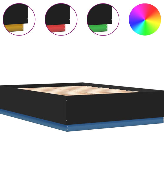 Bettgestell mit LED Schwarz 140x200 cm Holzwerkstoff