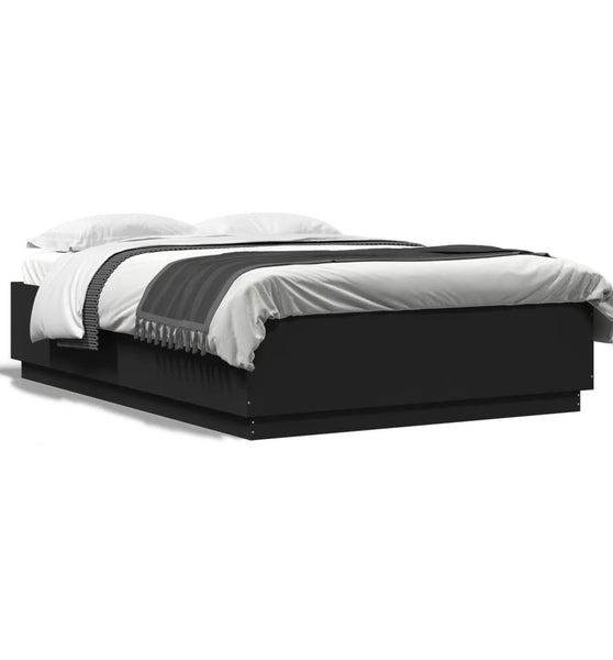 Bettgestell mit LED Schwarz 140x200 cm Holzwerkstoff