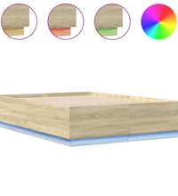 Bettgestell mit LED Sonoma-Eiche 140x200 cm Holzwerkstoff