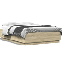 Bettgestell mit LED Sonoma-Eiche 140x200 cm Holzwerkstoff