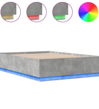 Bettgestell mit LED Betongrau 140x200 cm Holzwerkstoff
