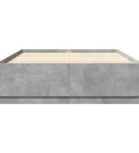 Bettgestell mit LED Betongrau 140x200 cm Holzwerkstoff