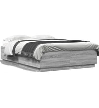 Bettgestell mit LED Grau Sonoma 140x200 cm Holzwerkstoff