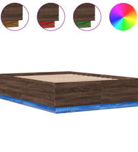 Bettgestell mit LED Braun Eichen-Optik 140x200 cm Holzwerkstoff