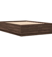 Bettgestell mit LED Braun Eichen-Optik 140x200 cm Holzwerkstoff