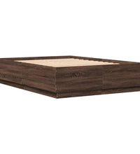 Bettgestell mit LED Braun Eichen-Optik 140x200 cm Holzwerkstoff