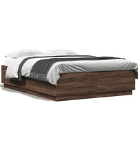 Bettgestell mit LED Braun Eichen-Optik 140x200 cm Holzwerkstoff