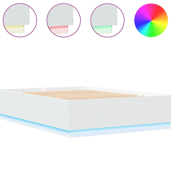 Bettgestell mit LED Weiß 120x200 cm Holzwerkstoff
