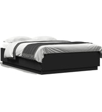 Bett mit LED-Beleuchtung ohne Matratze Schwarz 120x200 cm