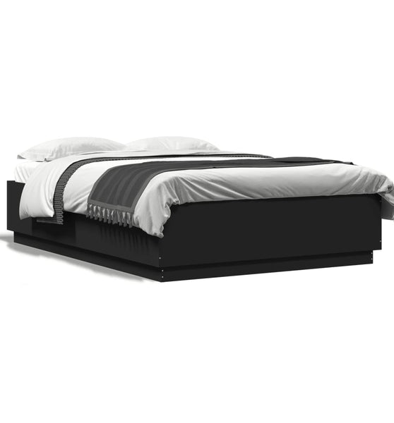 Bett mit LED-Beleuchtung ohne Matratze Schwarz 120x200 cm