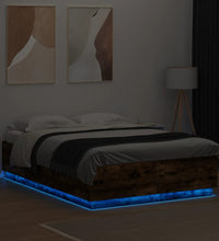 Bettgestell mit LED Räuchereiche 120x200cm Holzwerkstoff