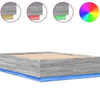 Bettgestell mit LED Grau Sonoma 120x200 cm Holzwerkstoff