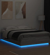 Bettgestell mit LED Grau Sonoma 120x200 cm Holzwerkstoff