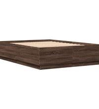 Bettgestell mit LED Braun Eichen-Optik 120x200 cm Holzwerkstoff