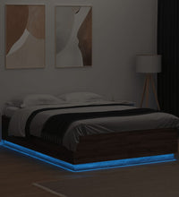 Bettgestell mit LED Braun Eichen-Optik 120x200 cm Holzwerkstoff