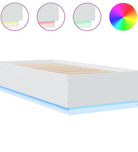 Bettgestell mit LED Weiß 100x200 cm Holzwerkstoff