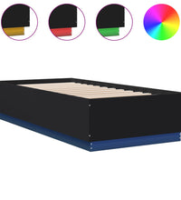 Bettgestell mit LED Schwarz 100x200 cm Holzwerkstoff