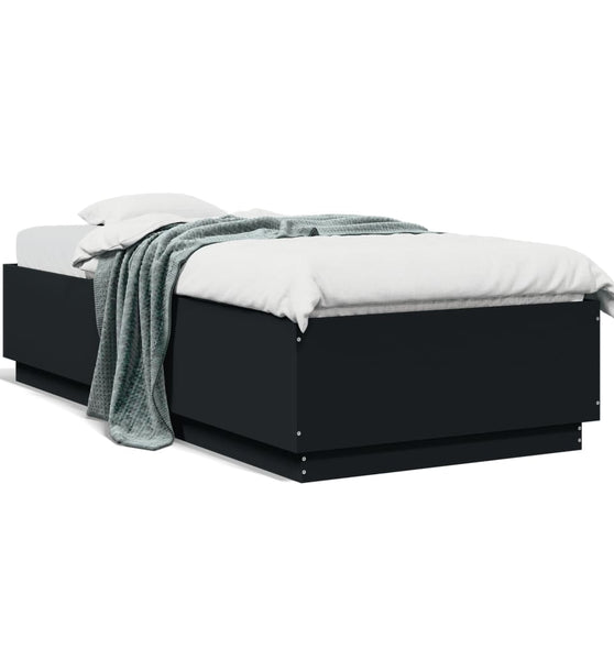 Bettgestell mit LED Schwarz 100x200 cm Holzwerkstoff