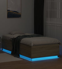 Bettgestell mit LED Sonoma-Eiche 100x200 cm Holzwerkstoff