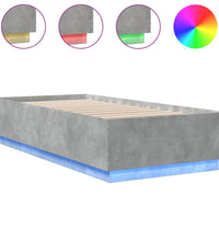 Bettgestell mit LED Betongrau 100x200 cm Holzwerkstoff