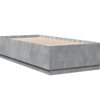 Bettgestell mit LED Betongrau 100x200 cm Holzwerkstoff