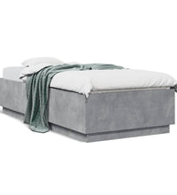 Bettgestell mit LED Betongrau 100x200 cm Holzwerkstoff