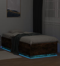 Bettgestell mit LED Räuchereiche 100x200 cm Holzwerkstoff