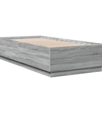 Bettgestell mit LED Grau Sonoma 100x200 cm Holzwerkstoff
