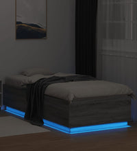 Bettgestell mit LED Grau Sonoma 100x200 cm Holzwerkstoff