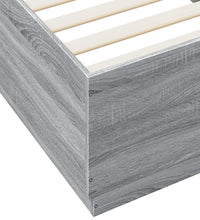 Bettgestell mit LED Grau Sonoma 100x200 cm Holzwerkstoff