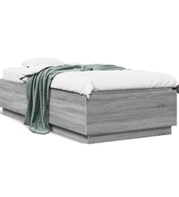 Bettgestell mit LED Grau Sonoma 100x200 cm Holzwerkstoff