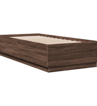 Bettgestell mit LED Braun Eichen-Optik 100x200 cm Holzwerkstoff