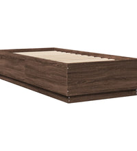 Bettgestell mit LED Braun Eichen-Optik 100x200 cm Holzwerkstoff