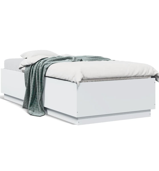 Bettgestell mit LED Weiß 90x200 cm Holzwerkstoff