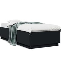 Bettgestell mit LED Schwarz 90x200 cm Holzwerkstoff