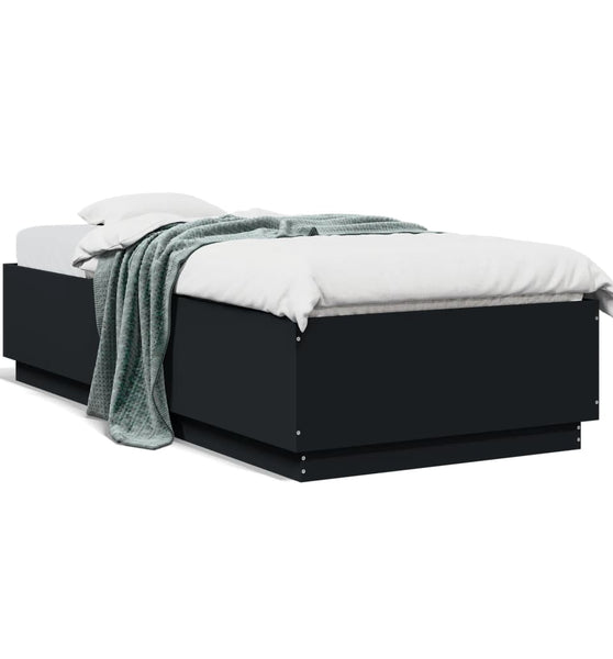 Bettgestell mit LED Schwarz 90x200 cm Holzwerkstoff