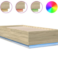 Bettgestell mit LED Sonoma-Eiche 90x200 cm Holzwerkstoff