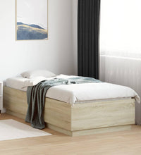 Bettgestell mit LED Sonoma-Eiche 90x200 cm Holzwerkstoff