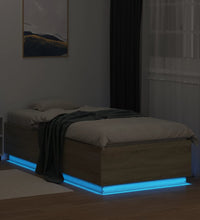 Bettgestell mit LED Sonoma-Eiche 90x200 cm Holzwerkstoff