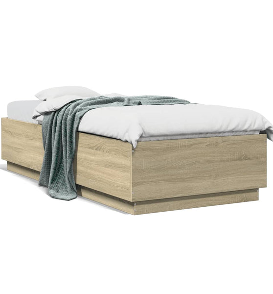 Bettgestell mit LED Sonoma-Eiche 90x200 cm Holzwerkstoff