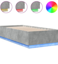 Bettgestell mit LED Betongrau 90x200 cm Holzwerkstoff