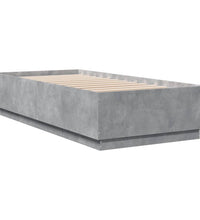 Bettgestell mit LED Betongrau 90x200 cm Holzwerkstoff