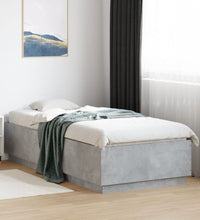 Bettgestell mit LED Betongrau 90x200 cm Holzwerkstoff