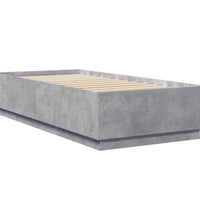 Bettgestell mit LED Betongrau 90x200 cm Holzwerkstoff