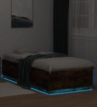 Bettgestell mit LED Räuchereiche 90x200 cm Holzwerkstoff