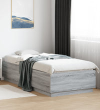 Bettgestell mit LED Grau Sonoma 90x200 cm Holzwerkstoff